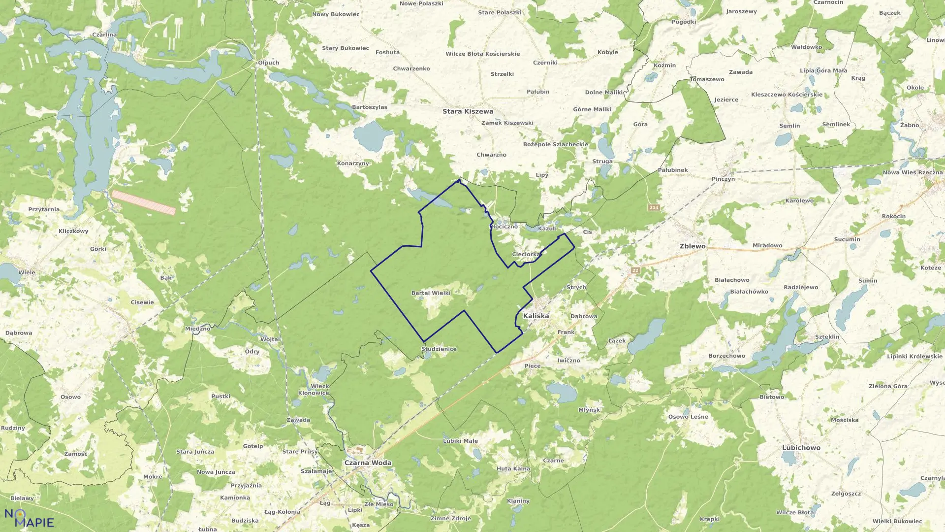 Mapa obrębu Bartel Wielki w gminie Kaliska